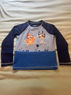 Toddler Boys Bluey and Bingo Long-Sleeve Rash Guard Swim Top